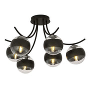 Plafoniera Moderna Coeo Acciaio Nero 6 Luci E14 Ip20