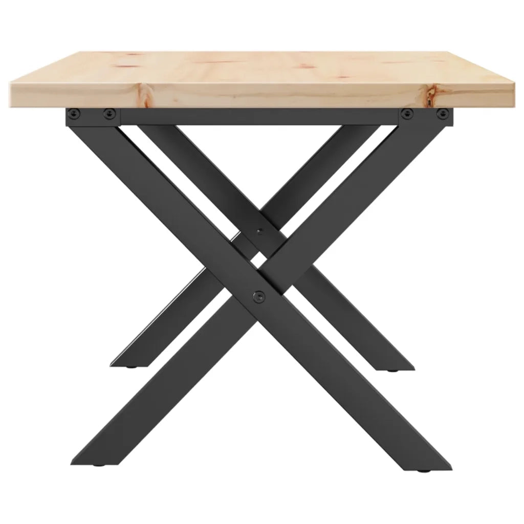 Tavolino salotto | Tavolino da caff¨¨ | Tavolino da Soggiorno Telaio a X 80x50x40,5 cm Legno Pino e Acciaio