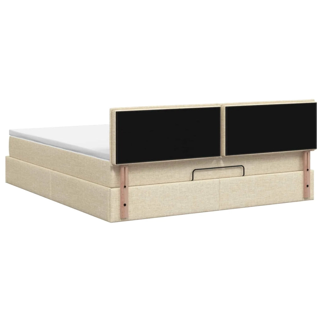 Letto ottomano con materasso Crema 140 x 200 cm Tessuto 3456252
