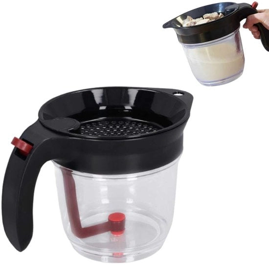 Separatore di Grassi per Cucina 1000 Ml - Separatore di Grassi - Set di Cottura - Filtraggio dell'Olio - Separazione del Fondo - Progettazione Pratica