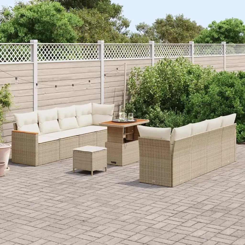 Set Divano da Giardino 11 pcs Beige polyrattan