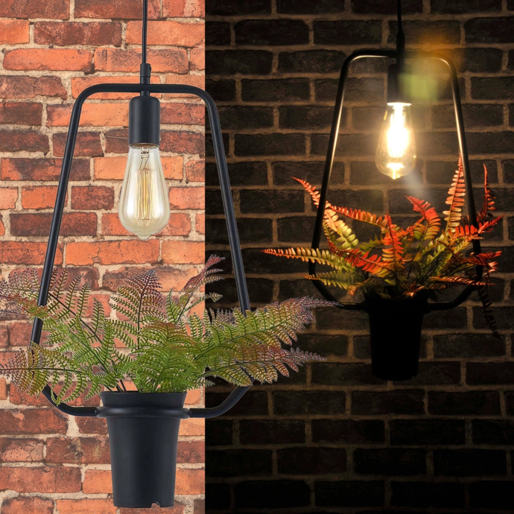 Lampada a sospensione trapezio nera E27 Soren Polux