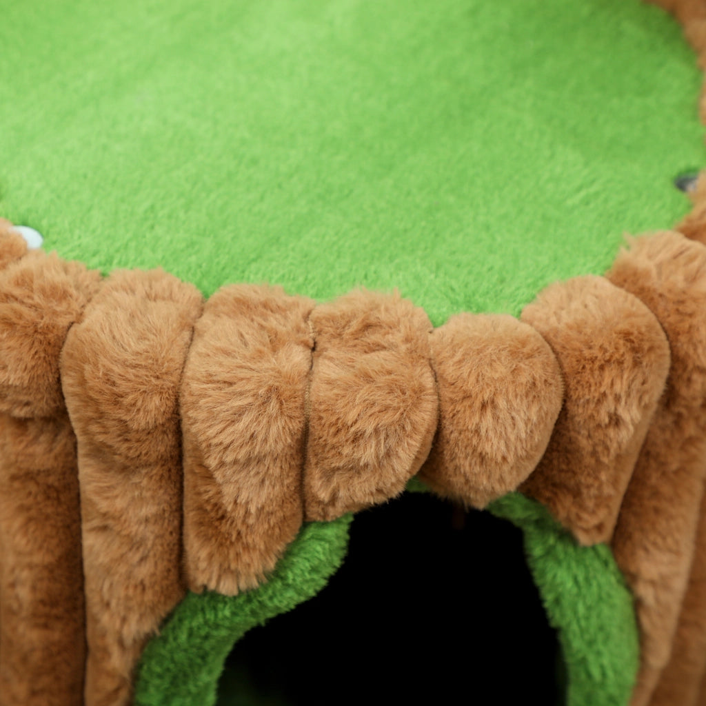 Tiragraffi per Gatti con Casa e Letto ¨C Minimal ¨C Marrone e Verde 53 cm