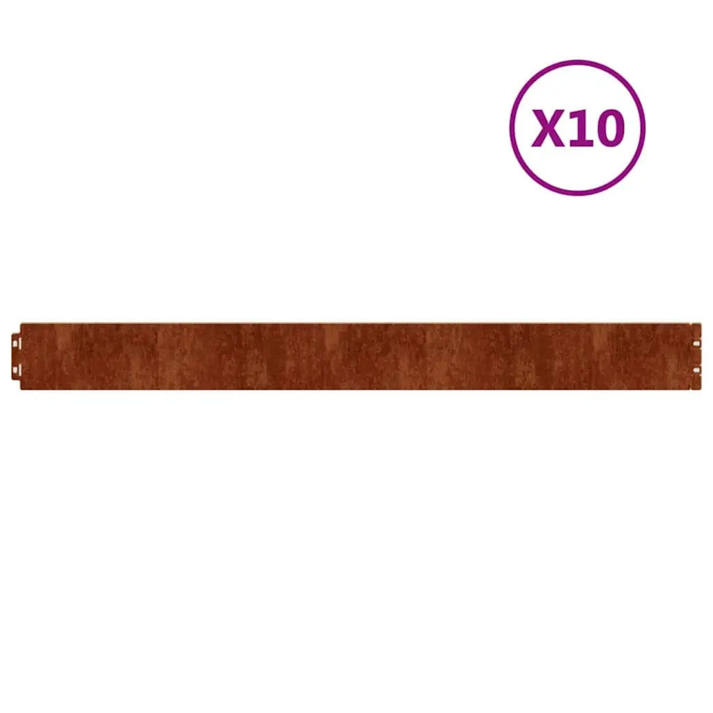 Bordure per Prato 10 pz 10x103 cm Flessibili in Acciaio Corten