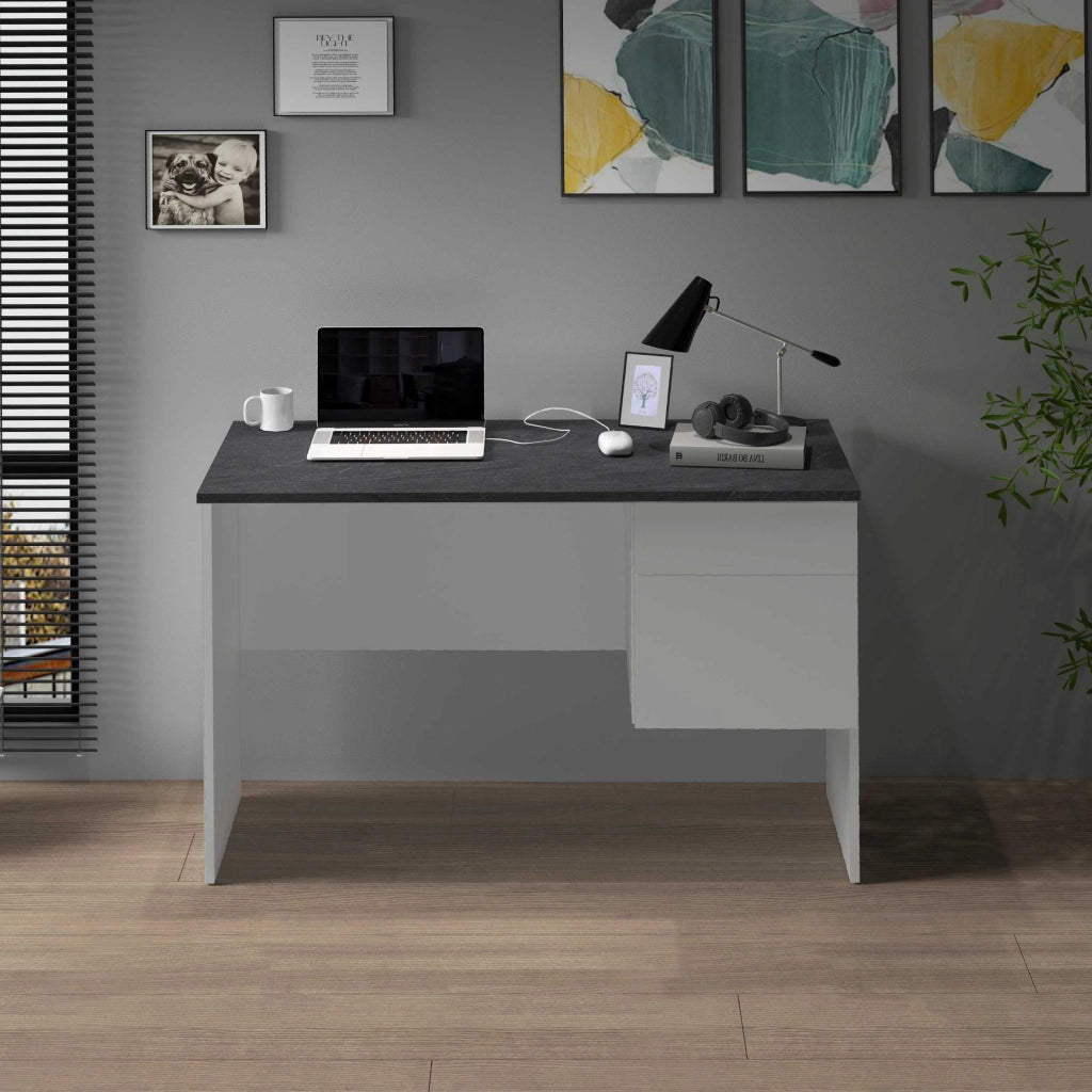 WHOUS Scrivania Easy 1 anta e 1 cassetto report e bianco opaco 110x50x75 cm