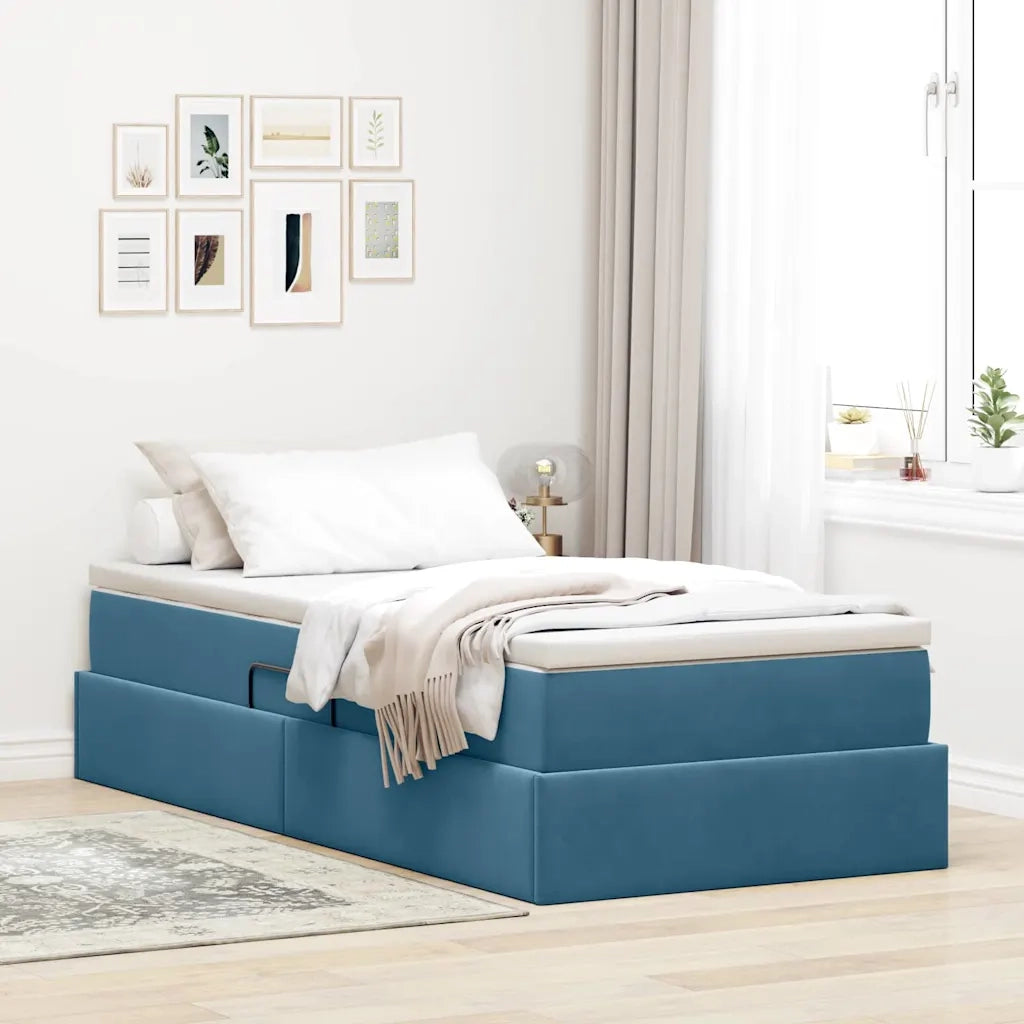 Letto con contenitore e materasso Blu Scuro 100 x 200 cm 3370285