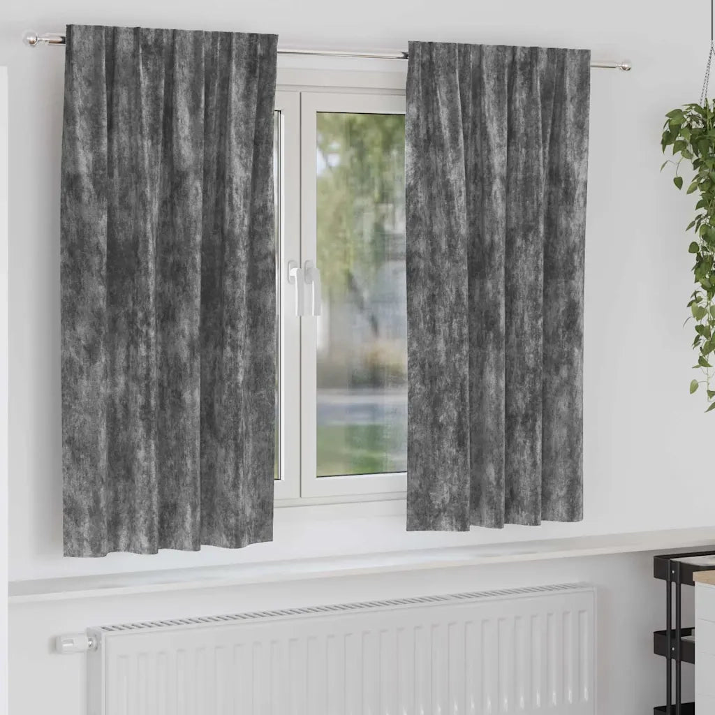 Tende in Velluto con tende 2 pcs Grigio 175 x 140 cm Velluto 4107689