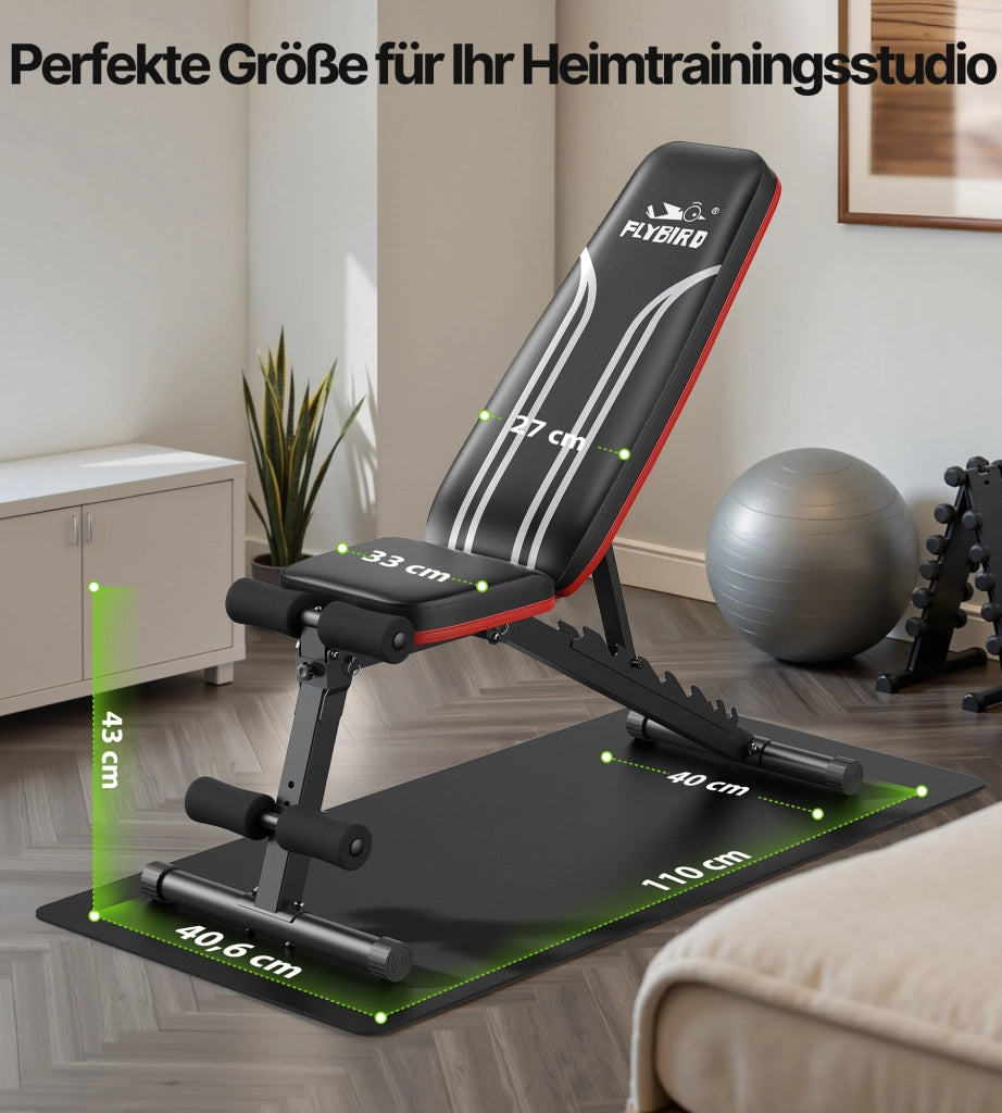 Panca Fitness Regolabile ¨C Xylo ¨C 8 Posizioni Schienale, 3 Posizioni Poggiapiedi, Pieghevole, 318kg