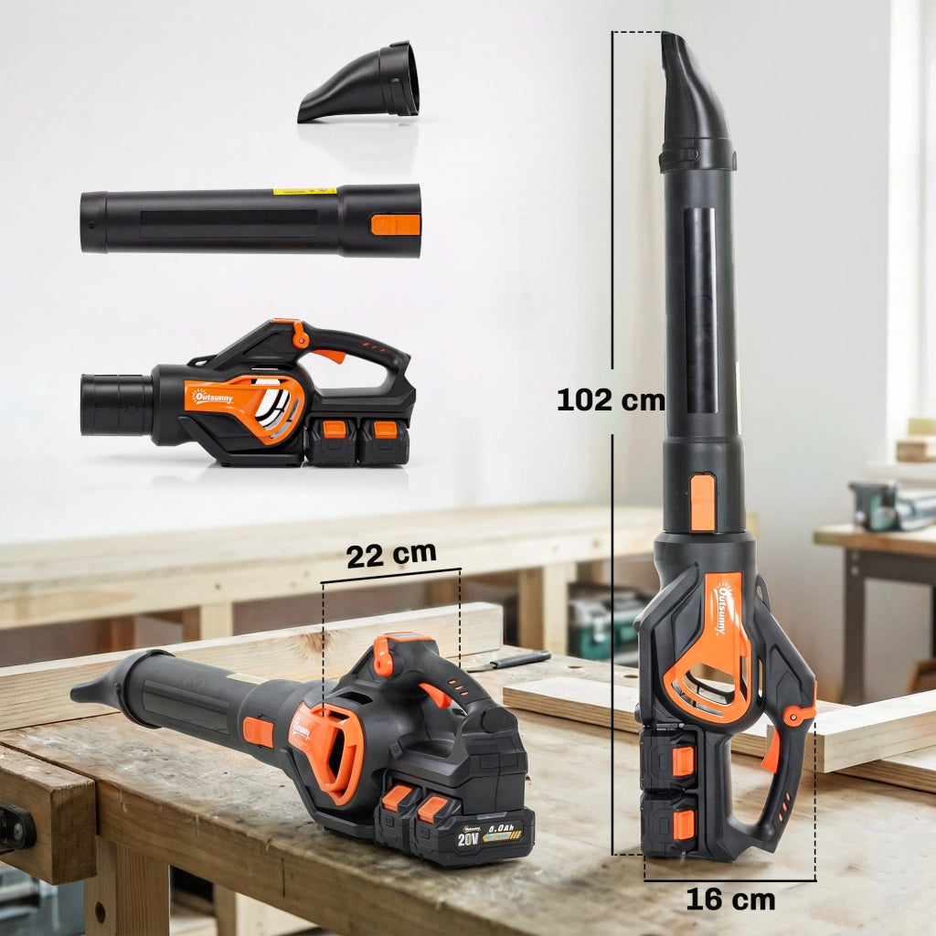 Soffiatore Foglie Senza Fili 900W 36V con Motore Brushless e Batteria 2x4.0Ah ¨C Minimal ¨C Arancione e Nero