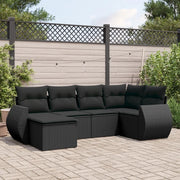 Set Divano da Giardino 6 pz con Cuscini Nero in Polyrattan 3221654