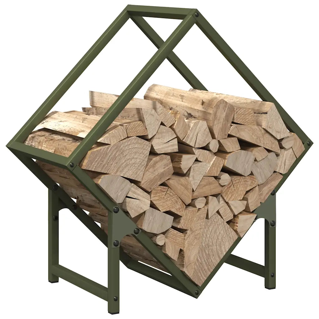 Rastrelliera per Legna da Ardere Verde Oliva 50x25x50 cm 864278