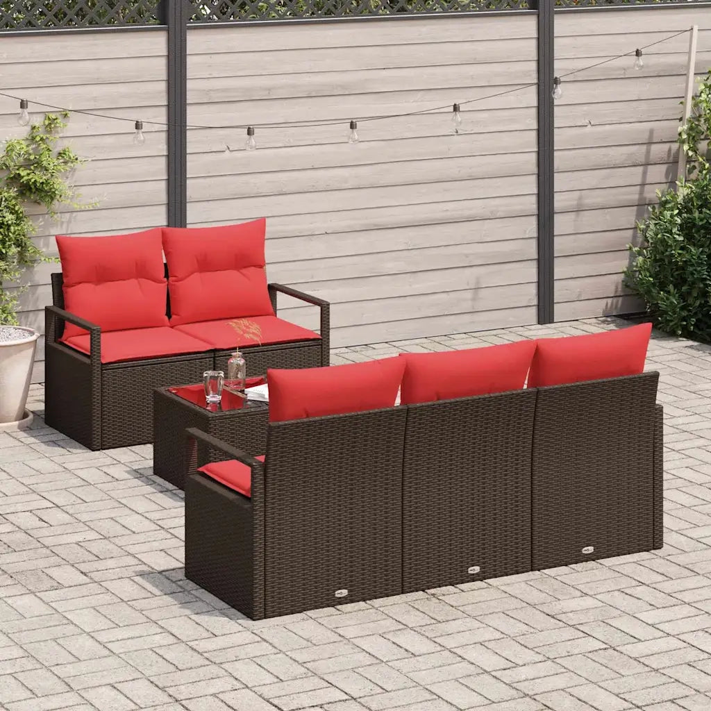 Set Divano da Giardino 6 pcs Beige e Rosso polyrattan 3354933