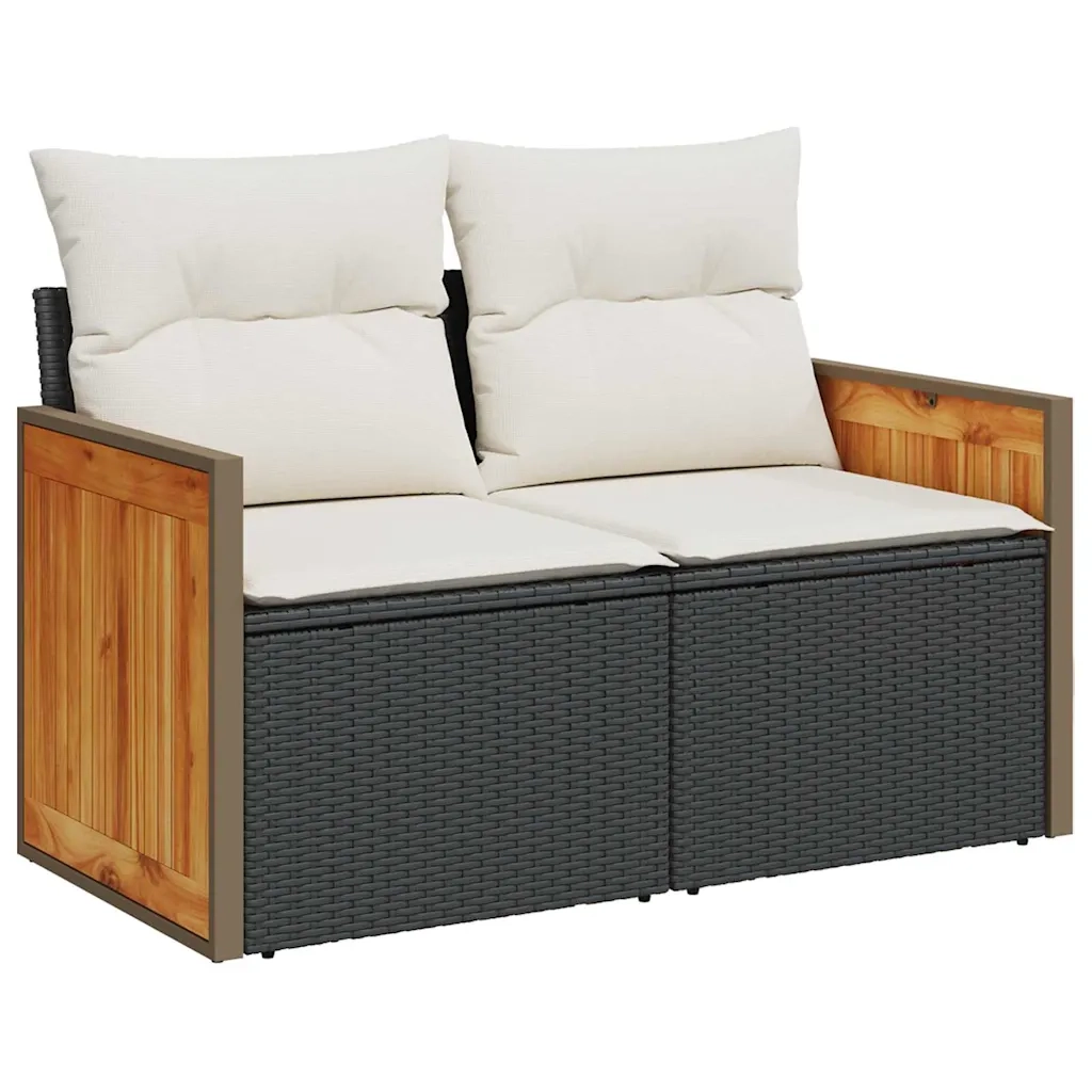 Set Divano da Giardino con cuscino 8 pcs Nero e Crema