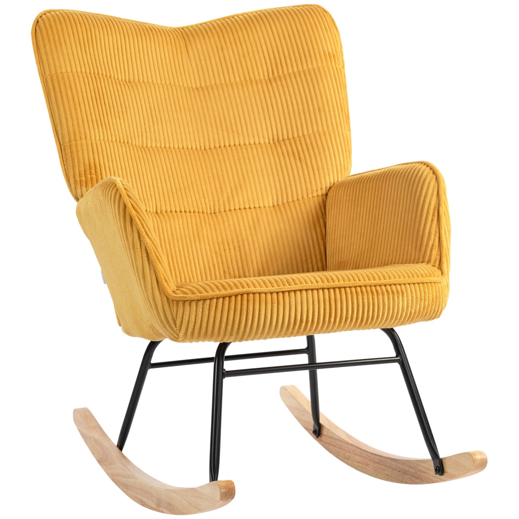 Poltrona a Dondolo Vintage ¨C Minimal ¨C Tessuto Giallo