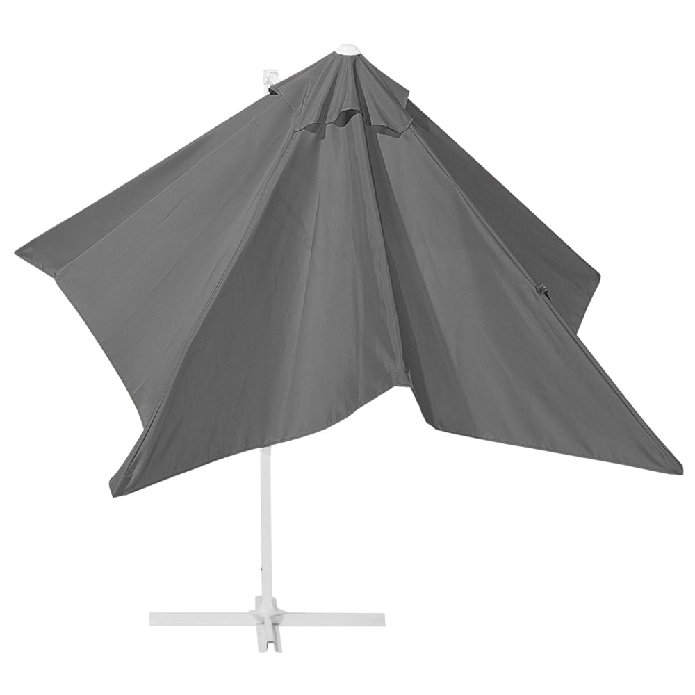 Ombrellone da giardino Tendalino grigio Palo in acciaio bianco 235 cm Cantilever resistente agli agenti atmosferici con meccanismo a manovella