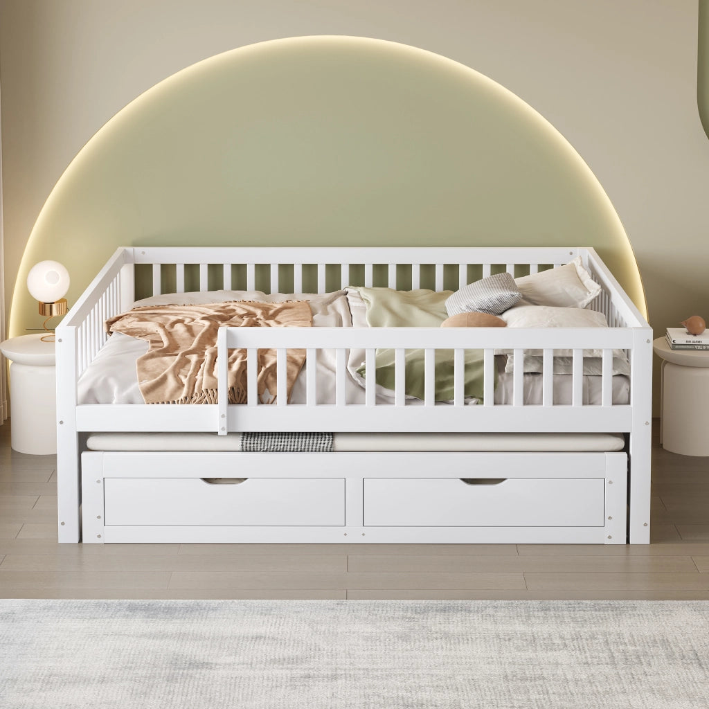 Divano letto con funzione letto estraibile in legno bianco 140x200 cm