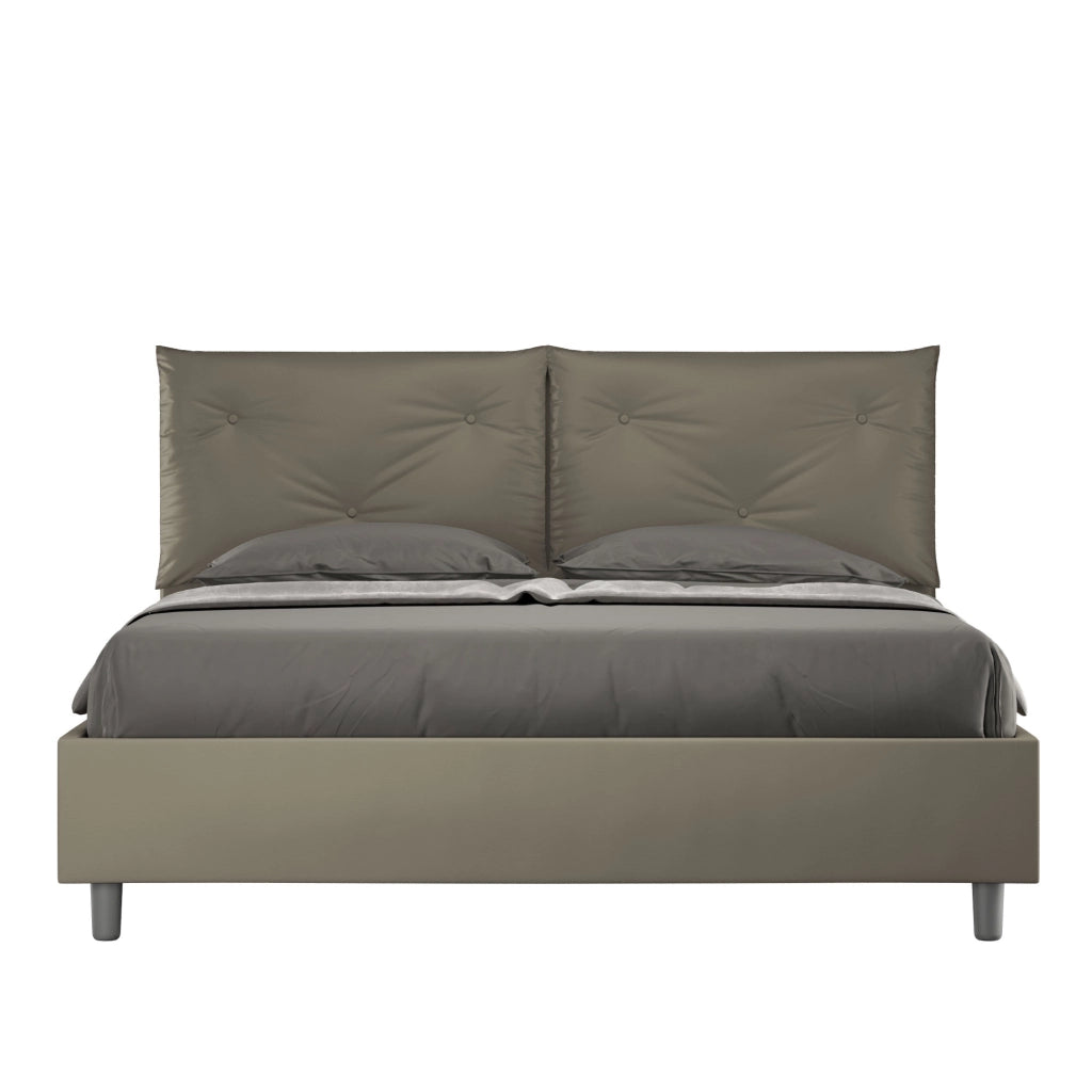 BS COM Letto matrimoniale con rete imbottito 160x210 similpelle cappuccino