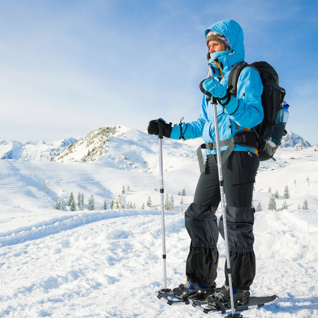 Bastoncini da trekking e borsa per trasporto per uomini telaio in alluminio, Set di racchette da neve con sistema 78 cm Argento-Campeggio e Trekking