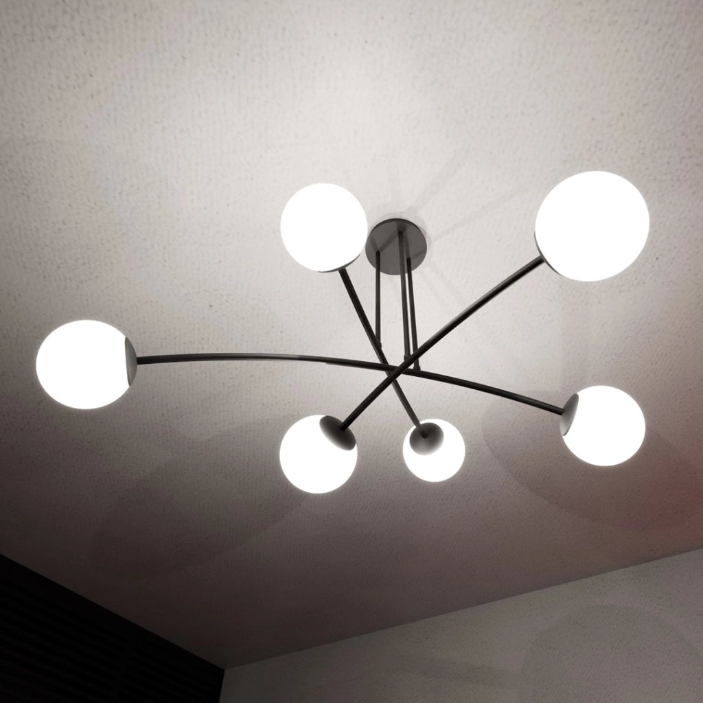 Emibig lampadario HALDOR nero/bianco 6xE14 metallo vetro