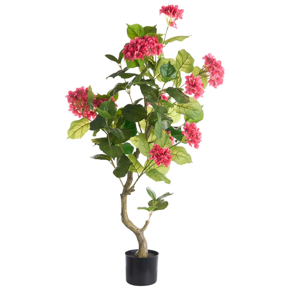 Pianta in vaso artificiale in materiale sintetico rosso, 120 cm, con fiori, accessorio decorativo per interni, realizzata a mano