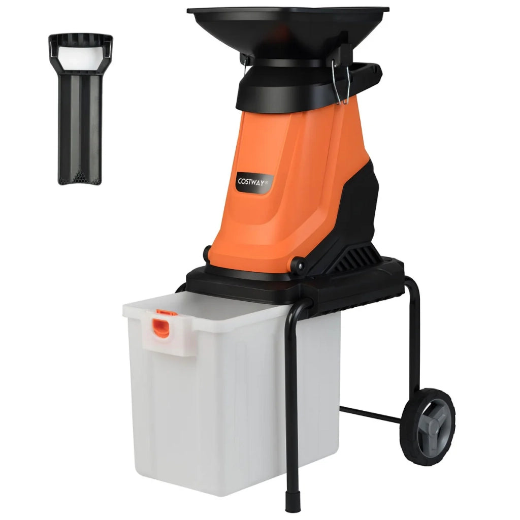 Biotrituratore elettrico da giardino da 3000 watt con cesto di raccolta da 50 litri taglia fino a 45 mm design moderno in metallo arancione 20_0017711