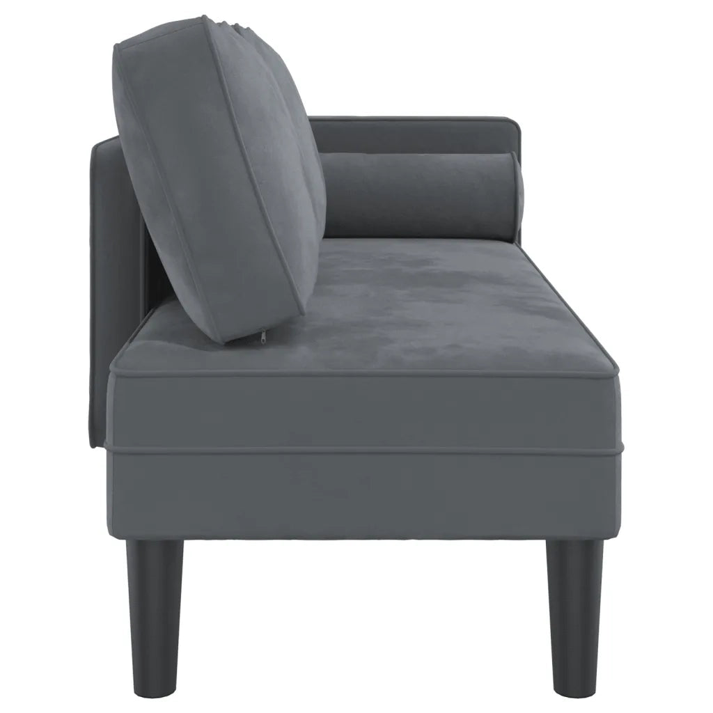 Chaise Longue con Cuscini Grigio Scuro in Velluto 4007572