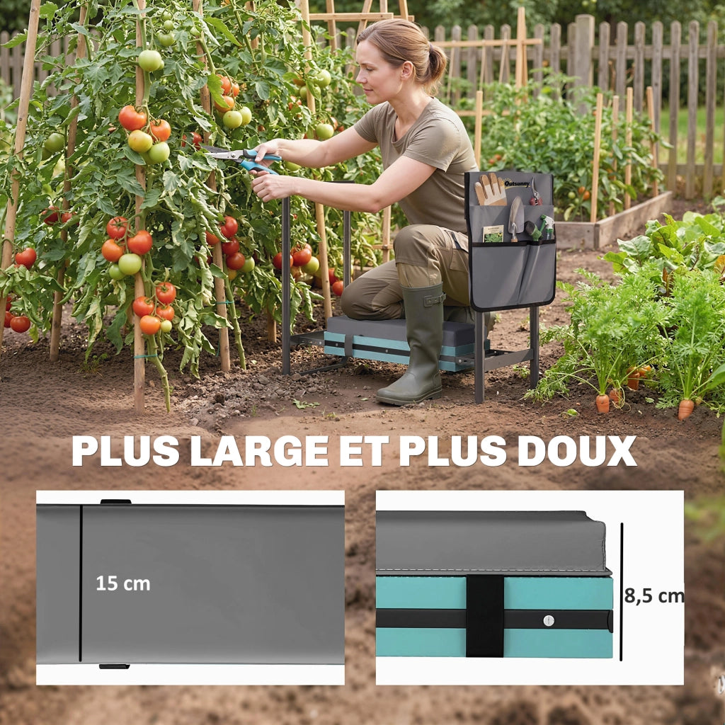 Sgabello da giardino pieghevole con cuscino e tasche ¨C Minimal ¨C grigio scuro
