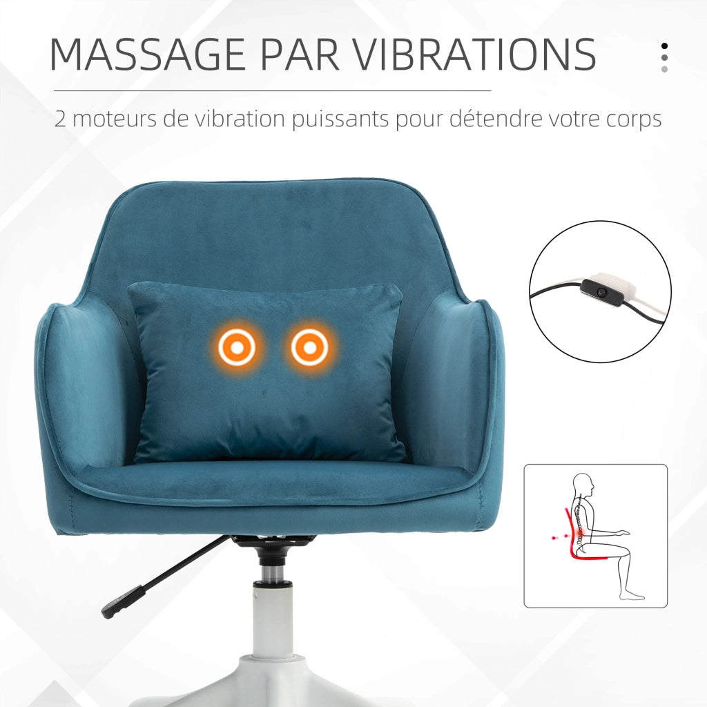 Sedia da ufficio massaggiante in velluto ¨C zephmum ¨C blu
