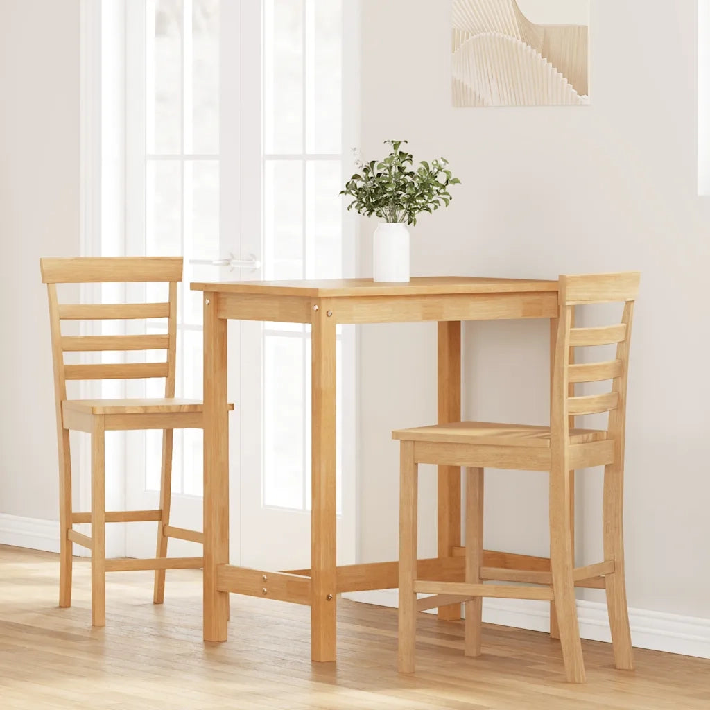 Sgabelli da Bar 2 pz Naturale Legno Massello di Hevea 4102540