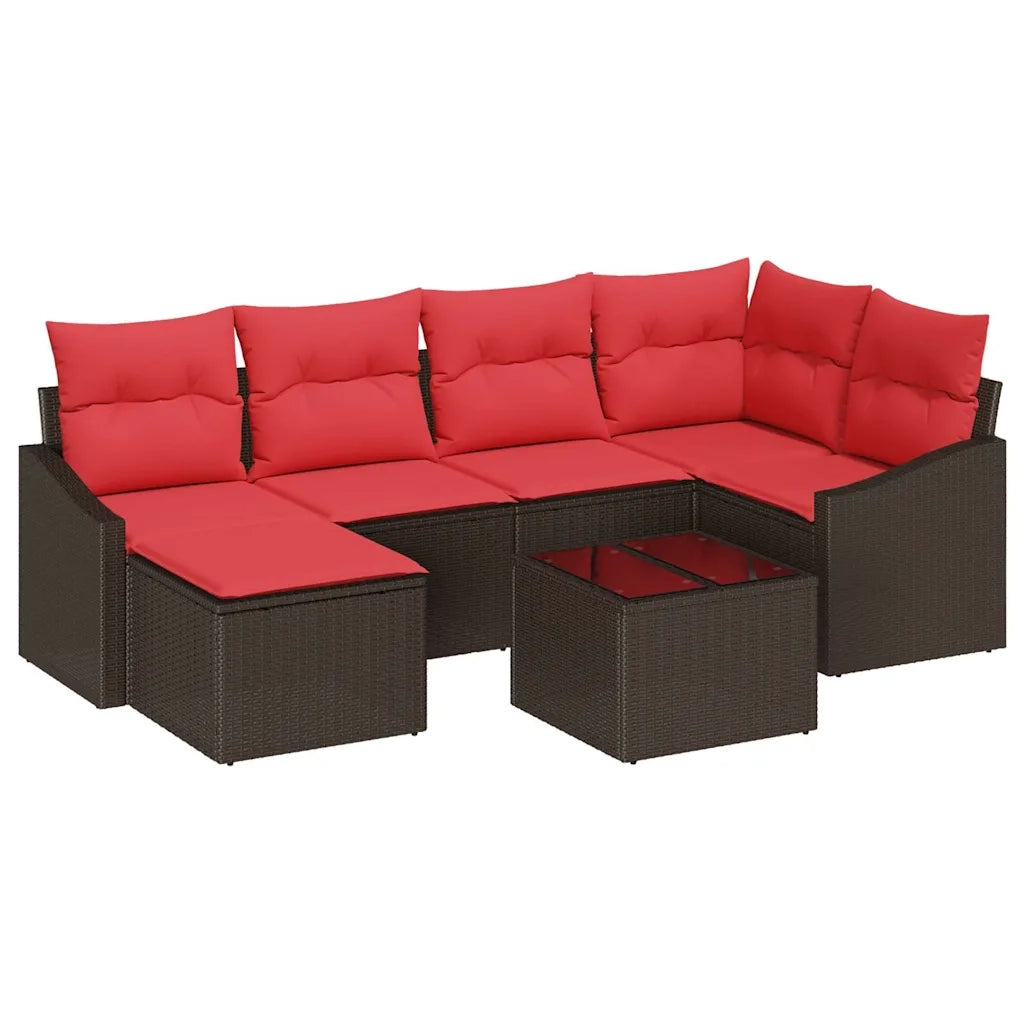Set di divani 7 pz Marrone polyrattan 3346804