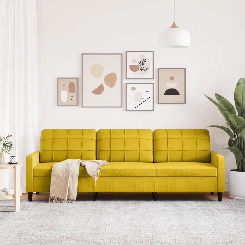 Divano a 3 Posti Giallo 210 cm in Velluto 4007650