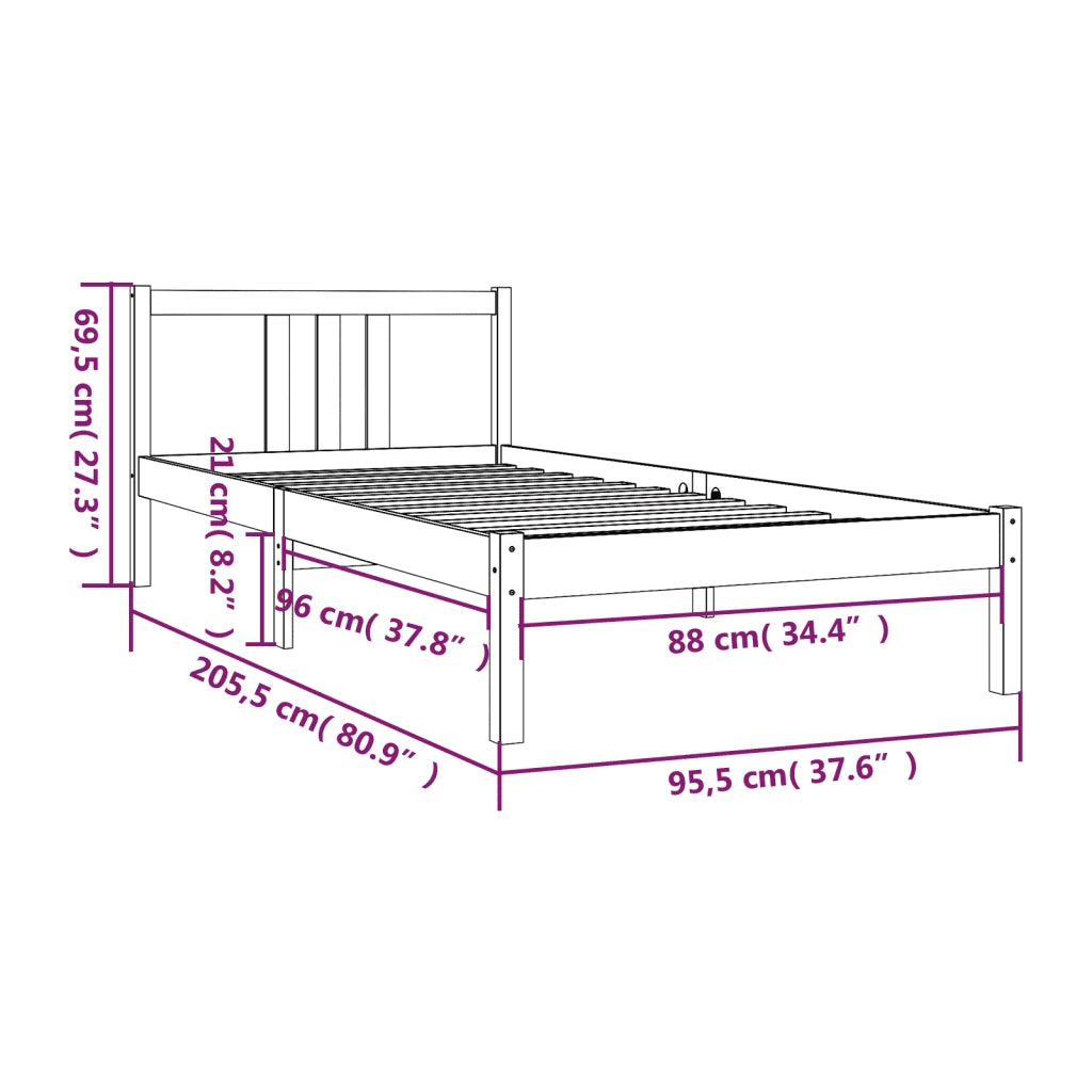 Giroletto senza Materasso Ambra Legno Massello Pino 90x200 cm 814872