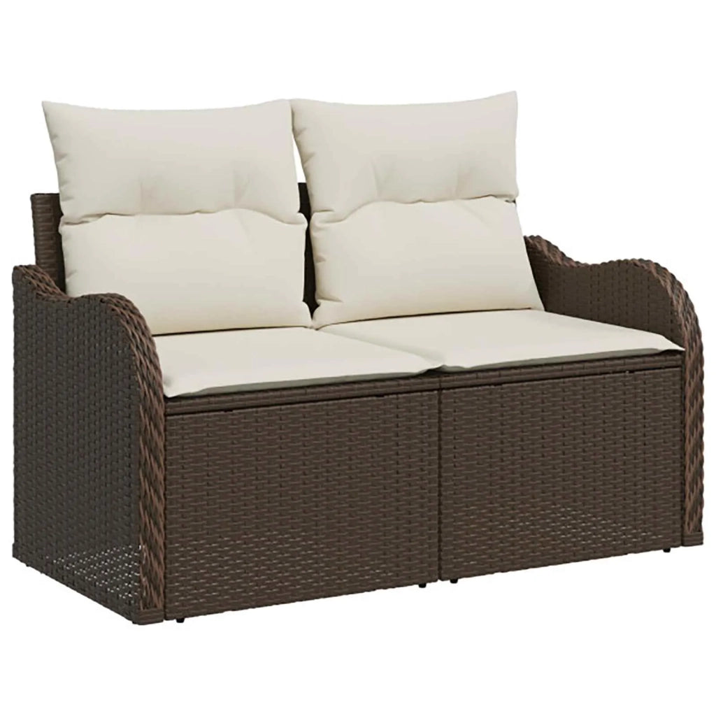 Set di divani 5 pz Marrone e Bianco Crema 3447754