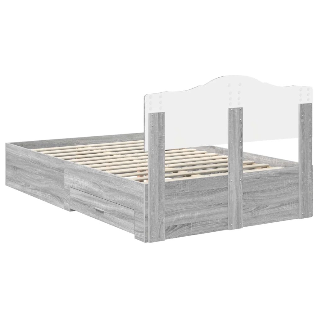 Letto matrimoniale | Letto per adulti | Struttura del letto con testiera Grigio Sonoma 120 x 200 cm