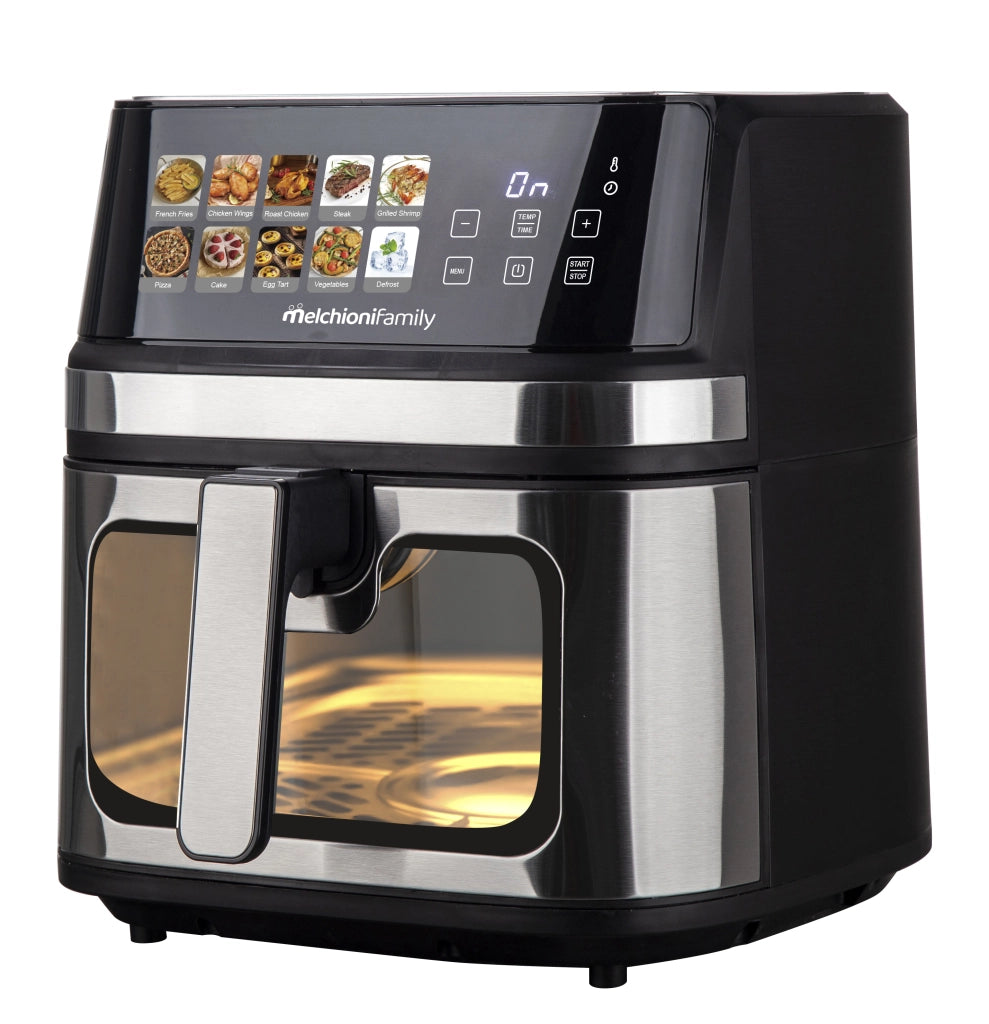Melchioni Family Friggitrice ad aria GAIA PLUS8L doppia resistenza display digitale led a colori 10 programmi timer 2200W