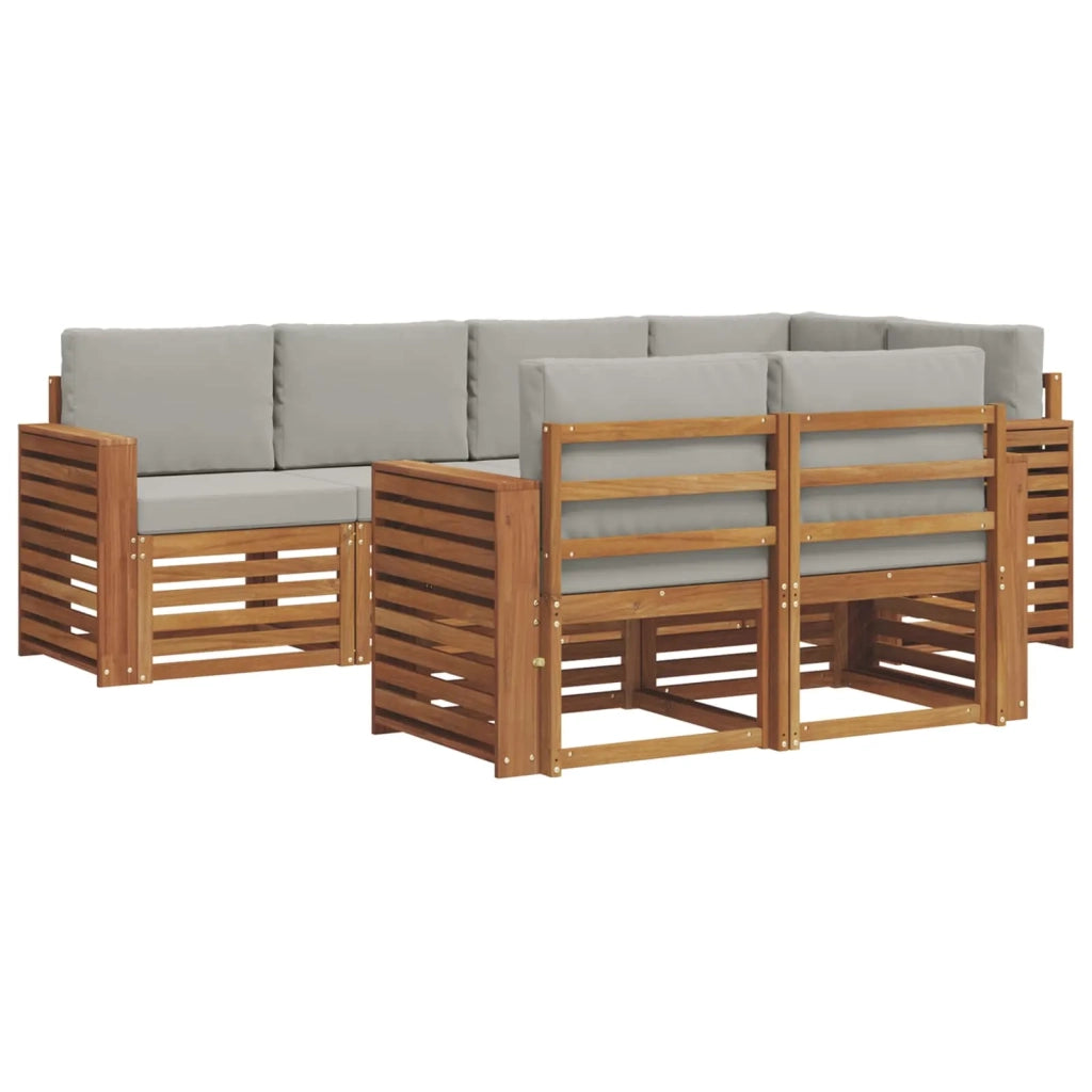 Set divano sezionale con cuscino 7 pcs Grigio Naturale e Chiaro 3374976