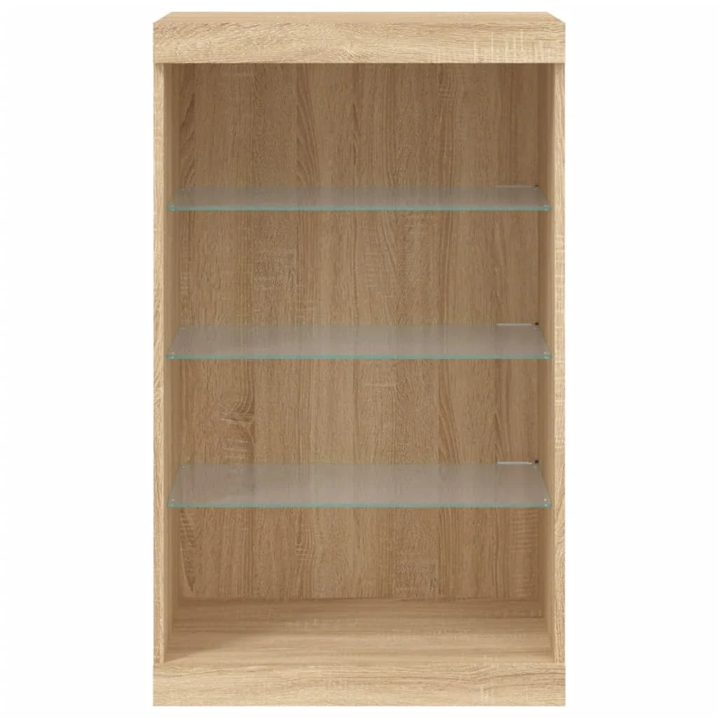 Buffet credenza cassettiera armadio mobile contenitore organizer per cucina soggiorno salotto con luci LED Sonoma 60,5 x 37 x 100 cm marrone 02_0029964