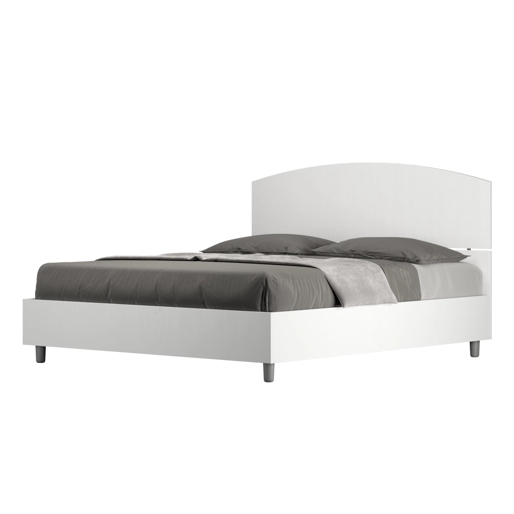 BS COM Letto matrimoniale con rete 160x200 bianco frassino