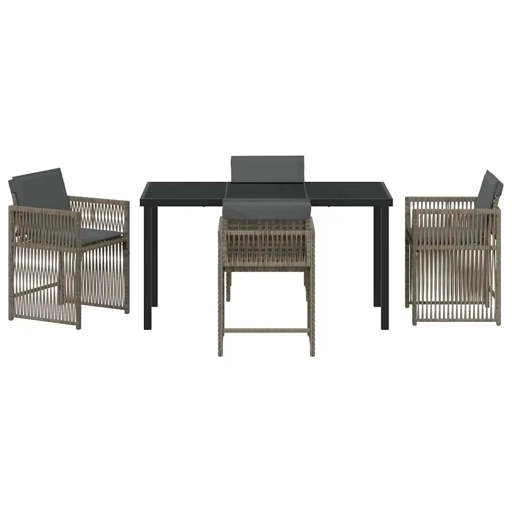 Set da Pranzo per Giardino 5 pcs Grigio polyrattan