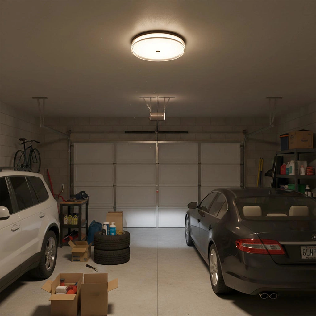 Plafoniera Tonda LED 32W CCT 3 Temperature IP40 Lampada Nera Circolare Moderna Luce Soffitto Parete Bagno Ufficio 40cm