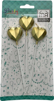 CANDELINA DECORATIVA "CUORE ORO" 3PZ