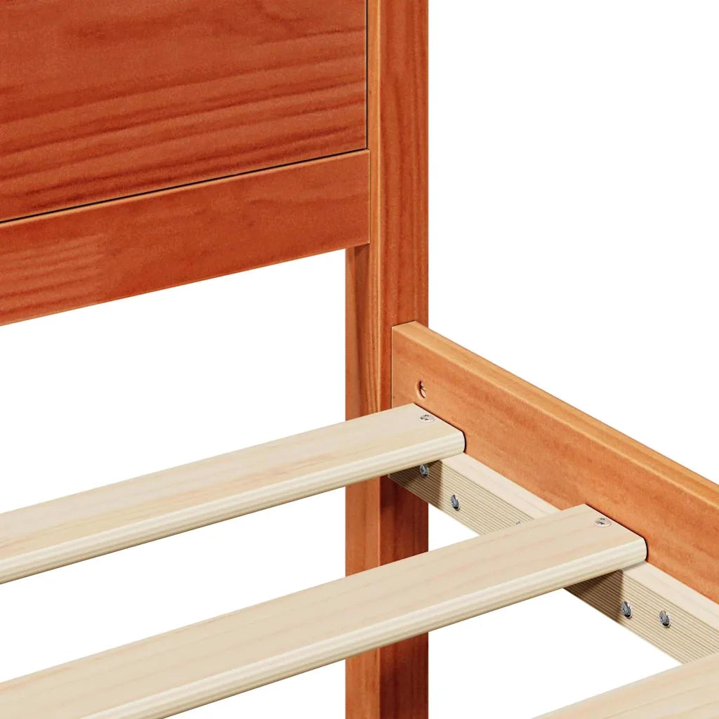 Letto singolo | Letto per adulti | Struttura del letto Marrone cerato 90 x 200 cm Pino massello