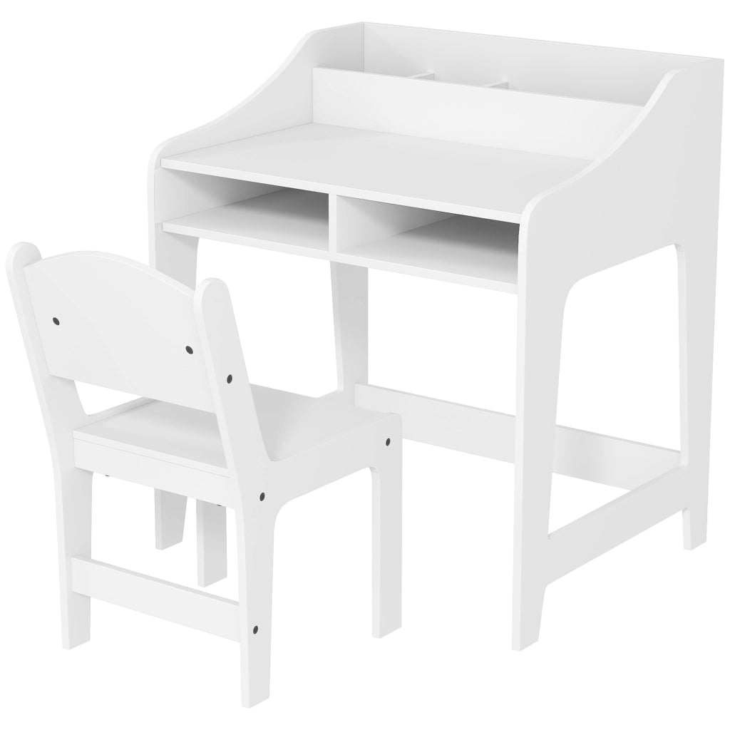 Set scrivania e sedia per bambini 3-8 anni con cassetti e scaffale ¨C Xylo ¨C bianco