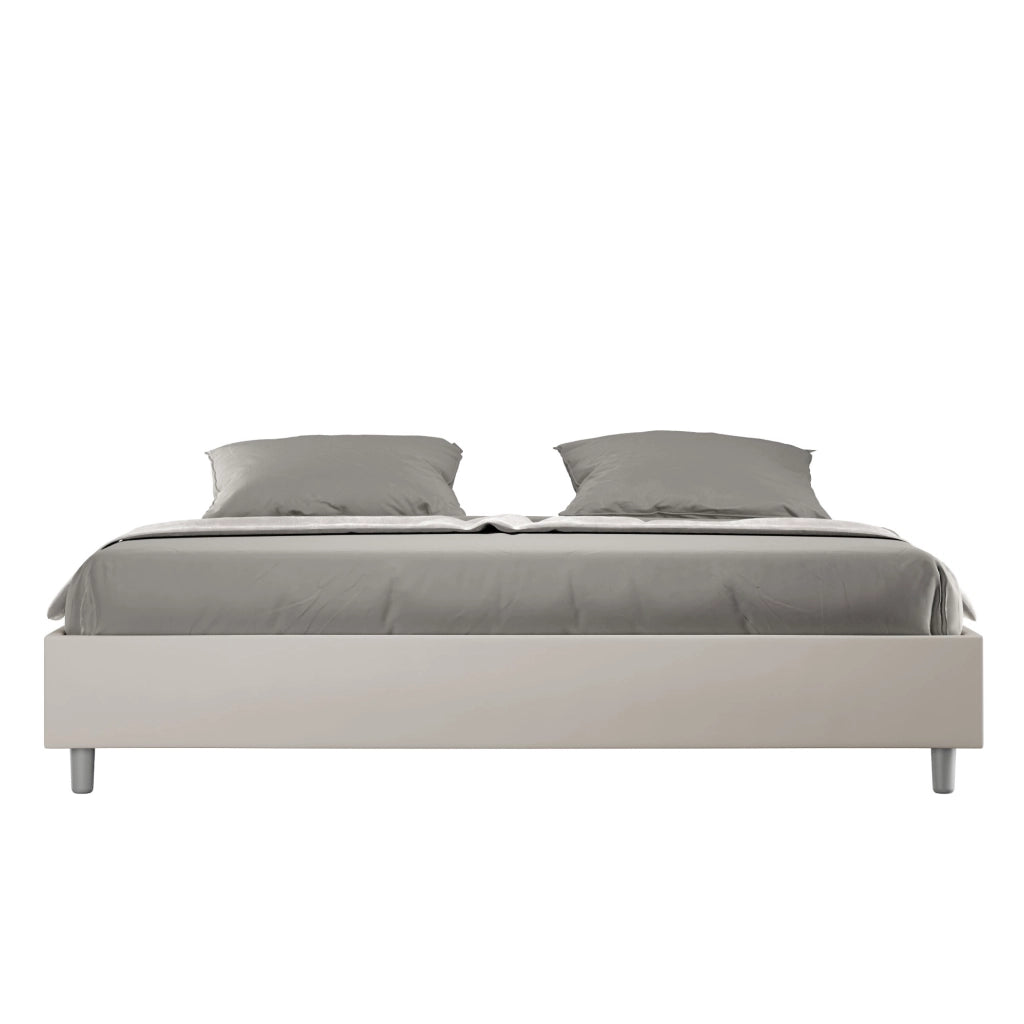 BS COM Letto con rete imbottito 180x200 similpelle tortora