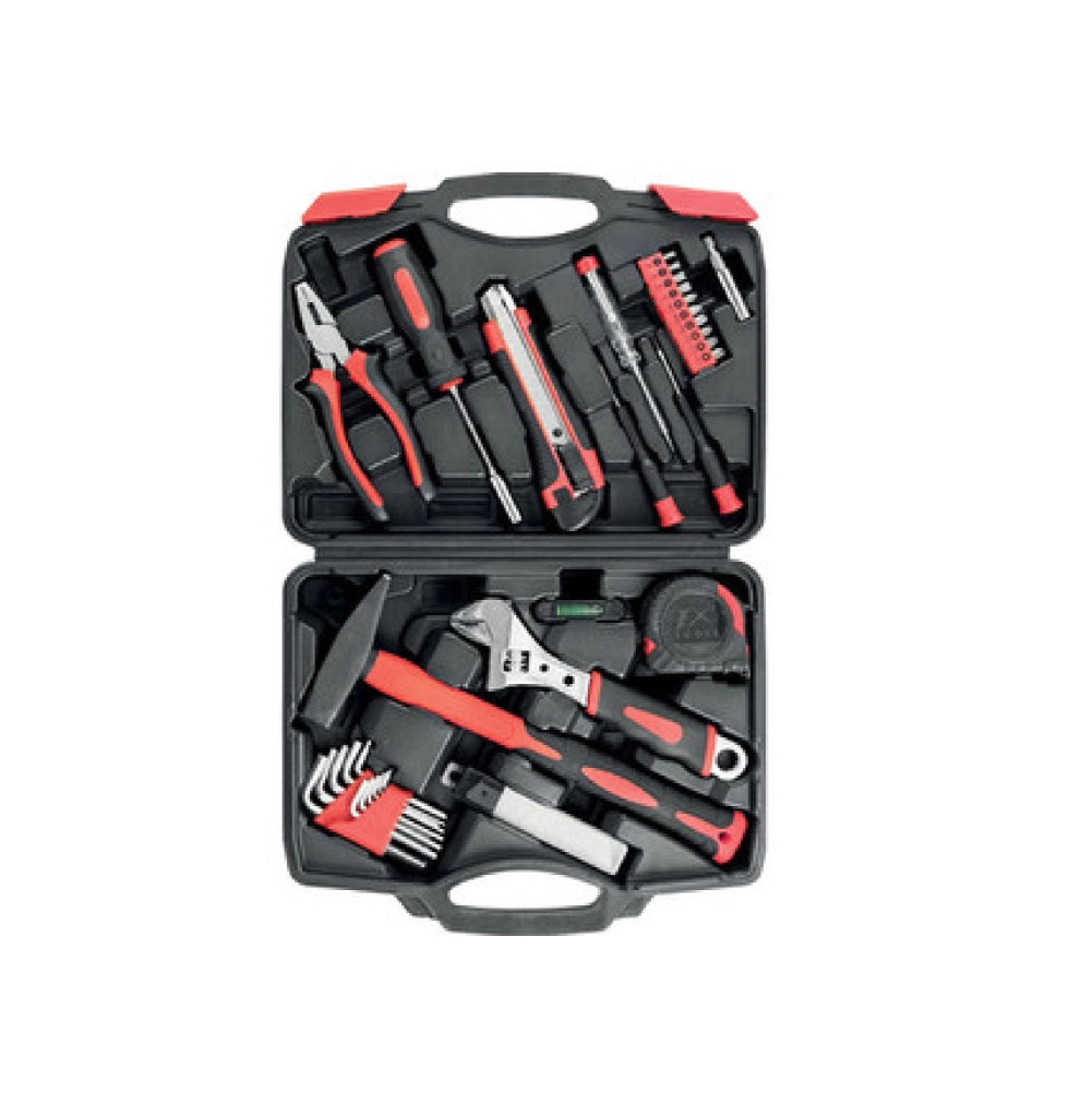 Kit attrezzi 42 pz martello pinza chiave cacciaviti punte cutter lame livella
