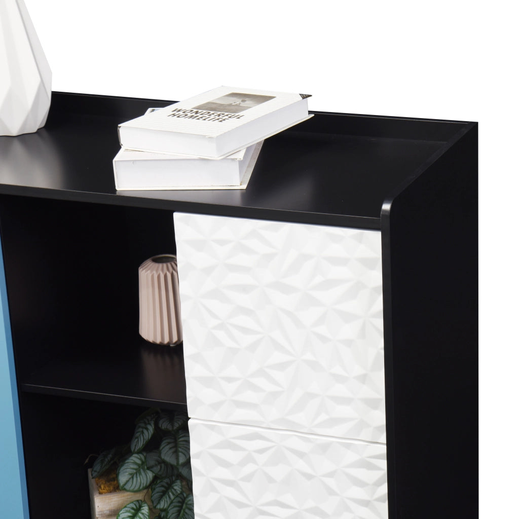 Credenza Moderna con Ante Blu e Cassetti ¨C MINIMAL ¨C Nero/Blu