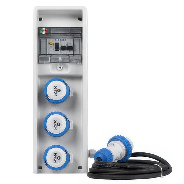 Quadro di Distribuzione da Cantiere 3 Prese 16A 230V IP65 con Magnetotermico Differenziale Fanton Compact ASC
