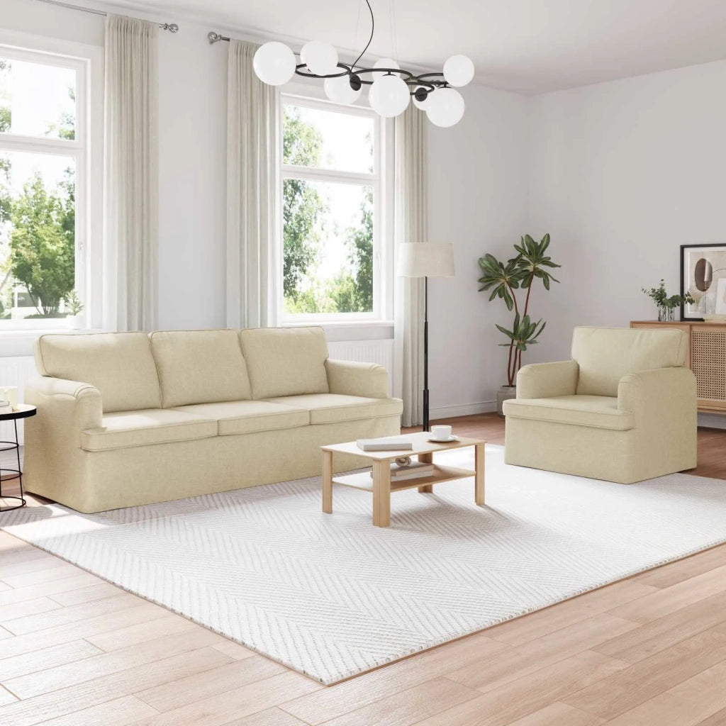 Set di divani 2 pcs Crema 201 x 80 x 85 cm Tessuto 3407609
