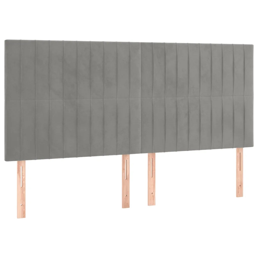 Testiera | Testata Grigio Chiaro 200x5x118/128 cm Velluto