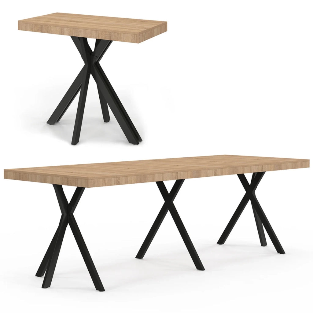 IDMarket - Consolle allungabile ALIX, 10 posti, 235 cm, design industriale